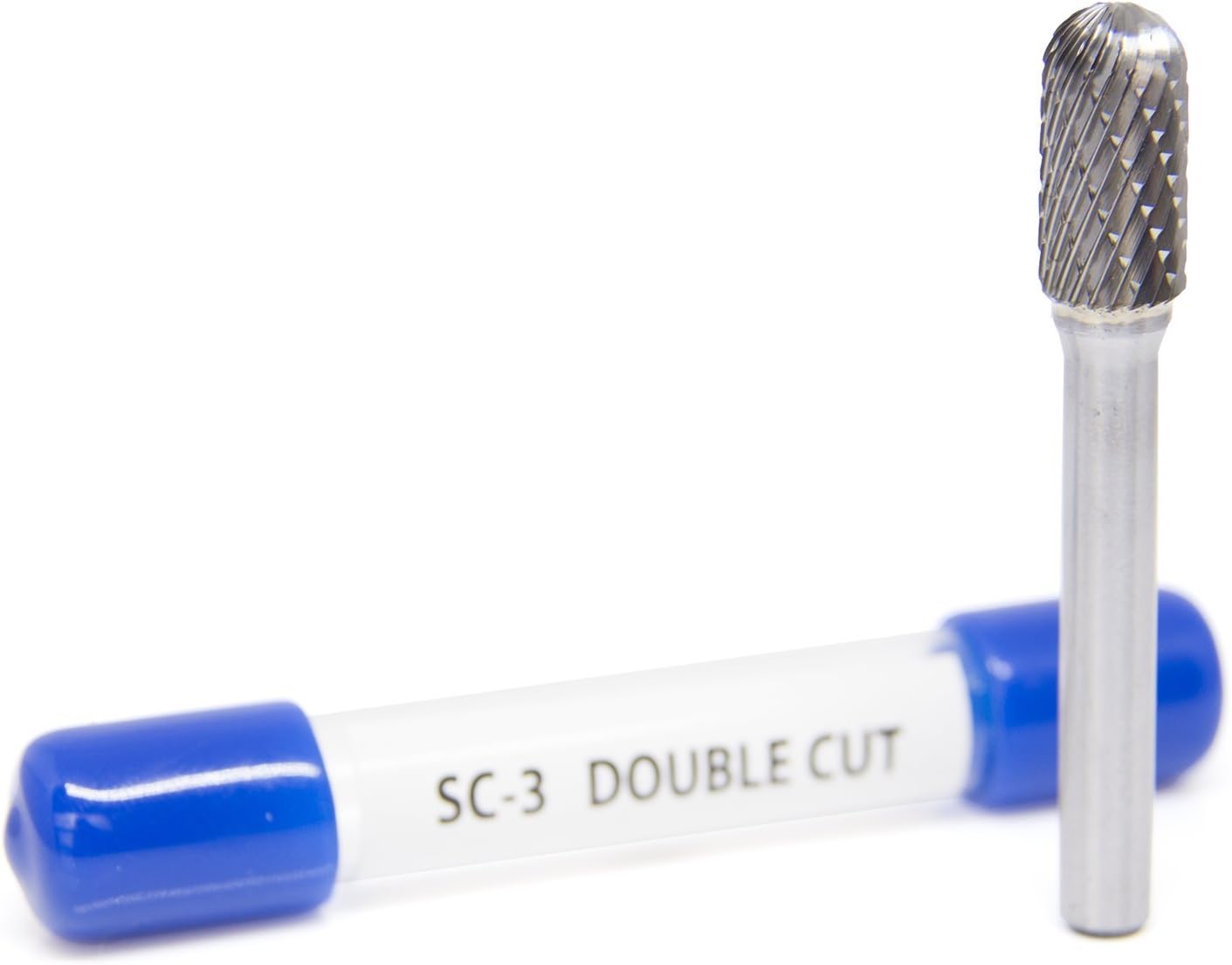 Benchmark Abrasives Cylindrical Shape Ball Nose Premium Double Cut Tungsten Carbide Burr for Metal Wood Welding Deburring High-Speed Die Grinders enclosed in Plastic Capsule 1/4" Shank (SC-3)