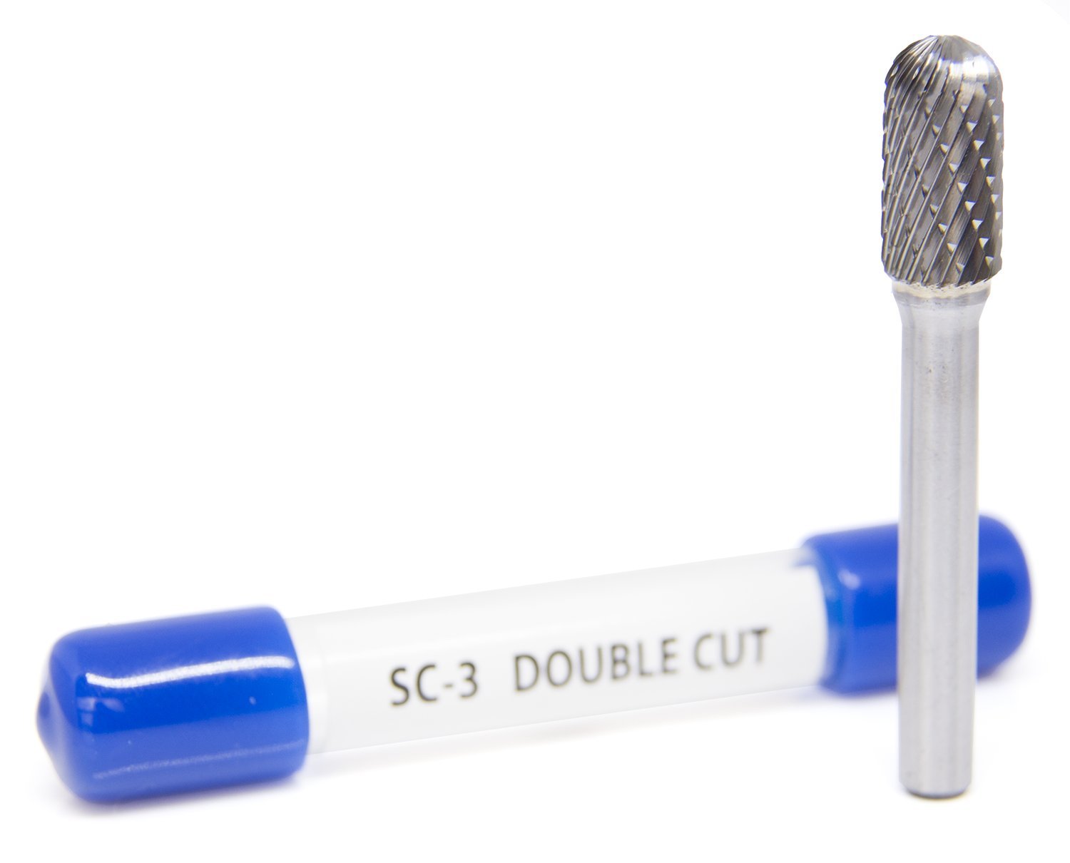 Benchmark Abrasives Cylindrical Shape Ball Nose Premium Double Cut Tungsten Carbide Burr for Metal Wood Welding Deburring High-Speed Die Grinders enclosed in Plastic Capsule 1/4 Shank (SC-3)