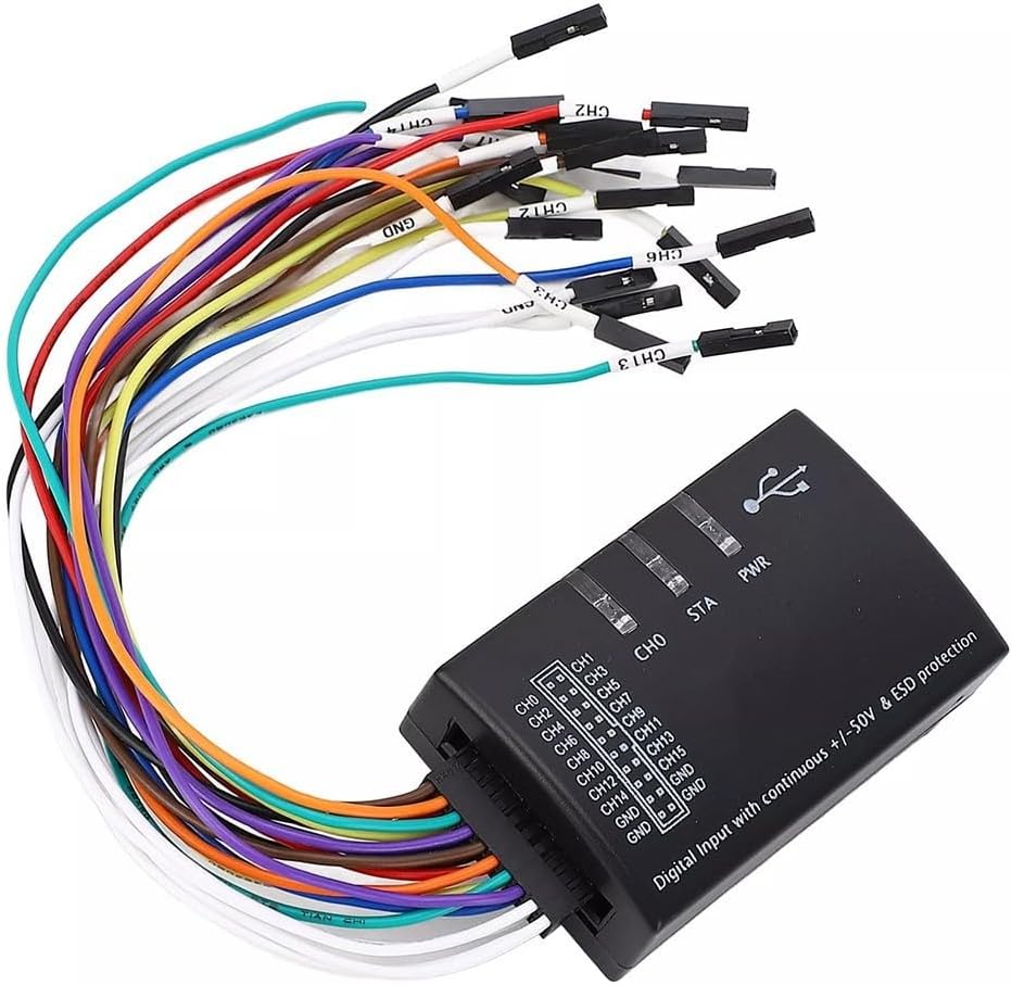 16 Channel USB Logic Analyzer for Equipment with 100M Sampling and Powerful Analysis Tools