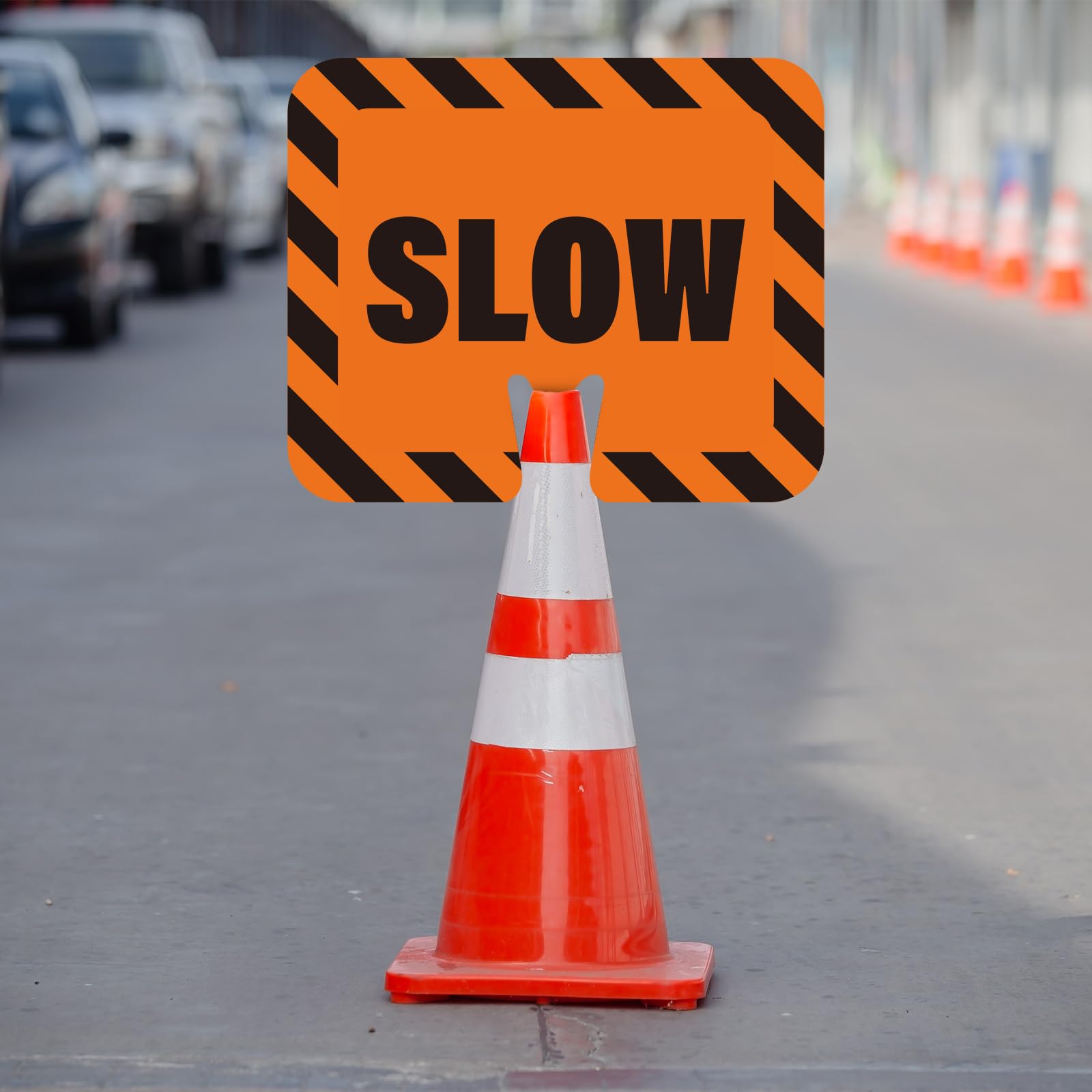 4pcs Slow Signs for Traffic Safety Cone 12.6x10.4" Waterproof — Amazon image 2