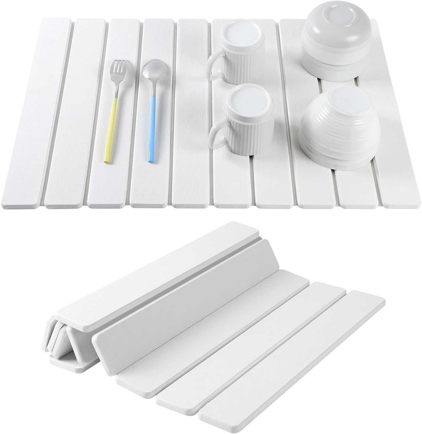 Stone Drying Mat for Kitchen Counter, Large Foldable Diatomaceous Earth Dish Drying Rack, Absorbent Diatomaceous Quick Dry Stone Mat Kitchen Dishes Bottles Cups Bathroom Any Countertop 24"(L)×16"(W)