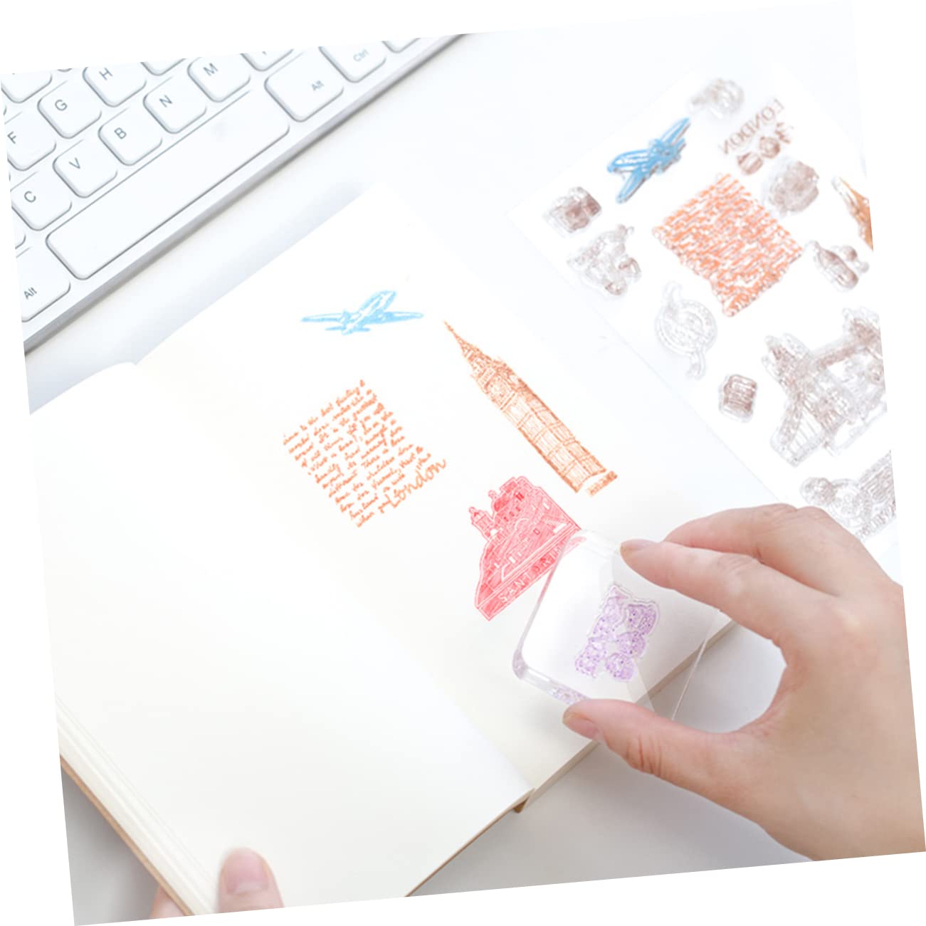 DOITOOL Crafts Invitations Ready Pcs Acrylic Stamp Handle Block Pad for Touch