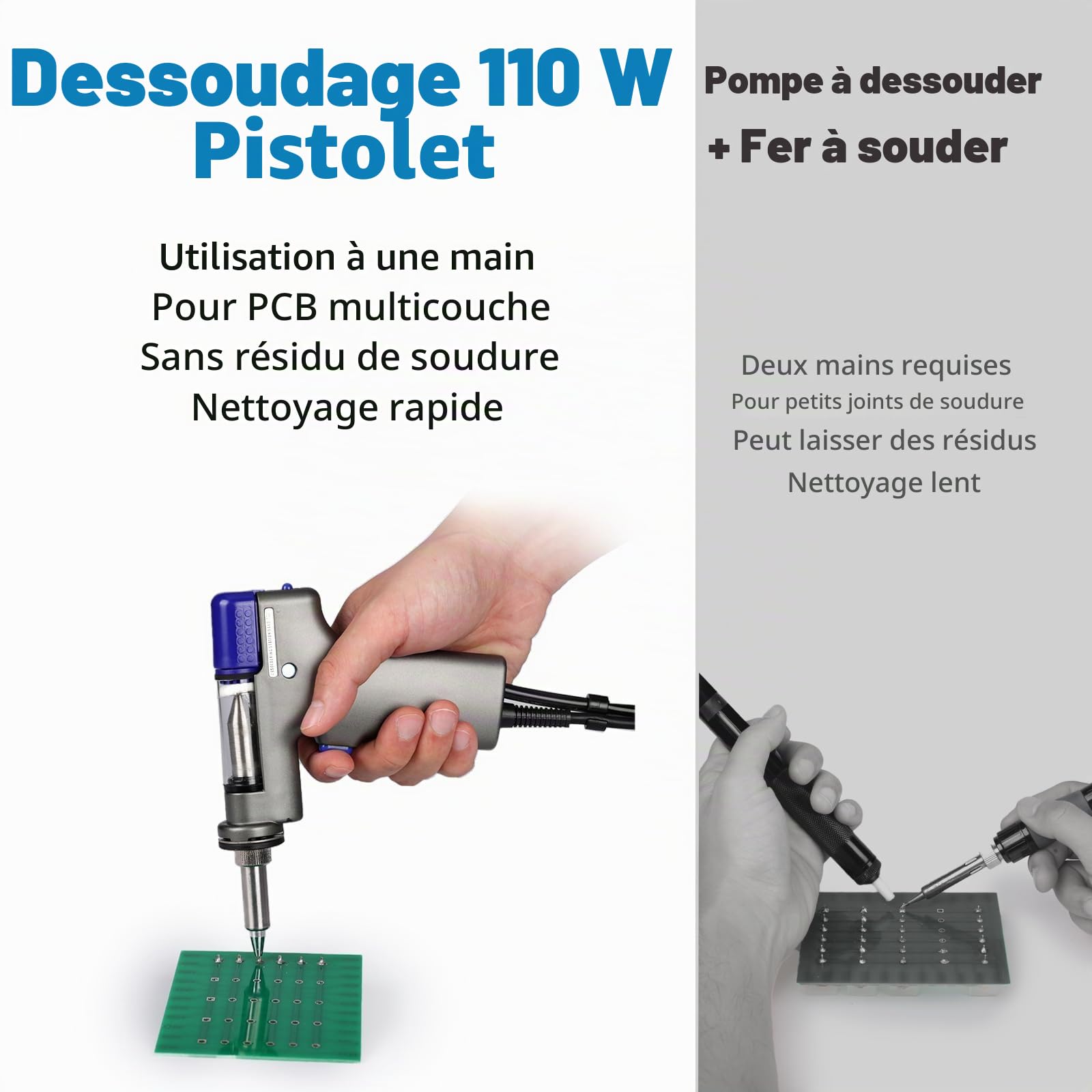 WEP 948D-I Station de dessoudage haute puissance 110W avec 4 buses de dessoudage, régulation de température avec 3 canaux préréglés, écran inclinable, sécurisé ESD(EU)