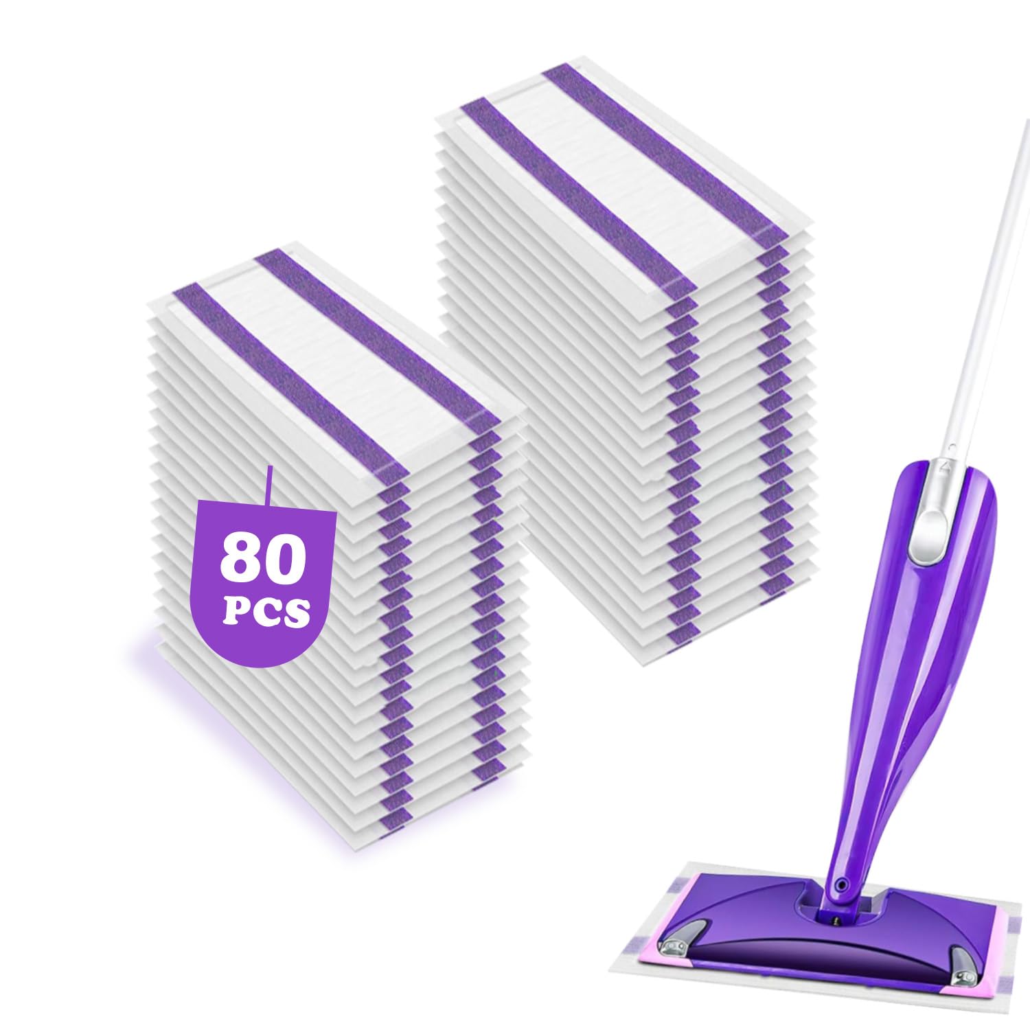 Photo 1 of XFKJOR Replacement Mop Pads for Swiffer Wet Jet - Purple, 80 Pack
