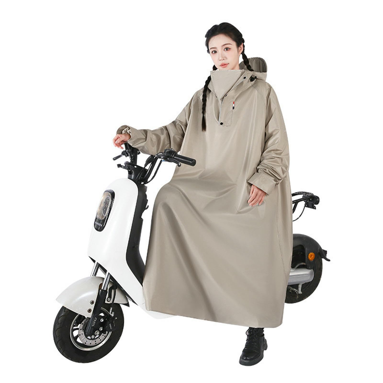 Płaszcz przeciwdeszczowy do pojazdu elektrycznego, pogrubiony płaszcz przeciwdeszczowy na całe ciało, odporny na zamieszki, motocykl, czarny-XL