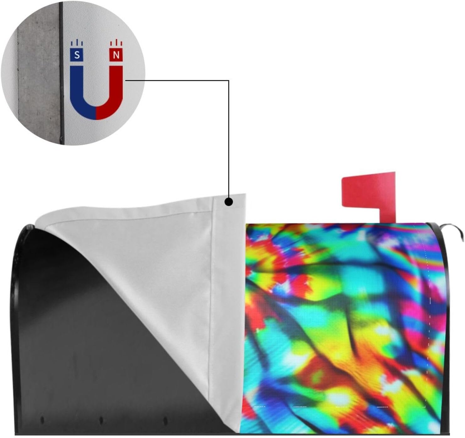 Tie Dye Rainbow - Mailbox Cover Magnetic Decor, Wraps Post Letter Box Decorative for Outside Garden Yard 21x18 in