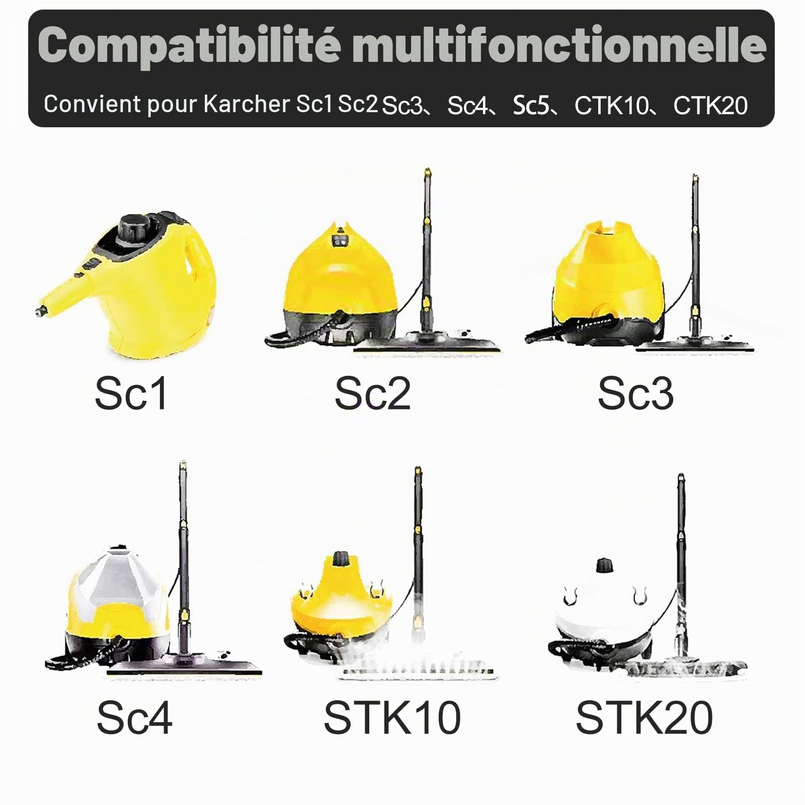 6 Pièces Accessoires De Nettoyeur Vapeur pour Kärcher SC1-SC5 CTK10 CTK20, Ensemble De Brosses Rondes pour Kärcher Nettoyeur Vapeur Accessoires, 4 Brosses Rondes, 1 Buse Et 1 Buse Allongée