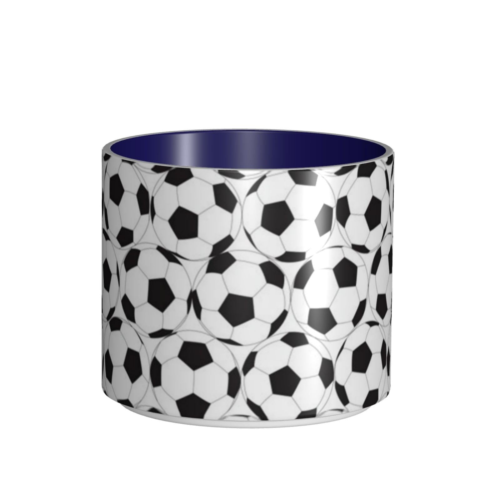 Tazza da caffè in ceramica stampata con motivo a pallone da calcio in bianco e nero