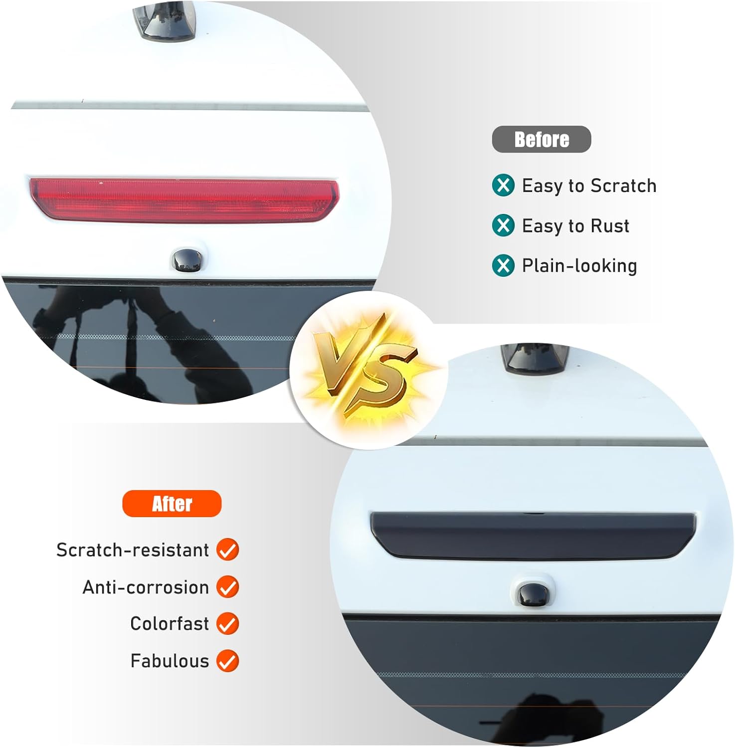 Third 3rd Brake Light Trim Cover Compatible with Toyota Land Cruiser 250 Prado J250 LC250 2024 2025 2026, Smoked High Mount 3rd Brake Light Rear Fog Light Trim Cover Kit