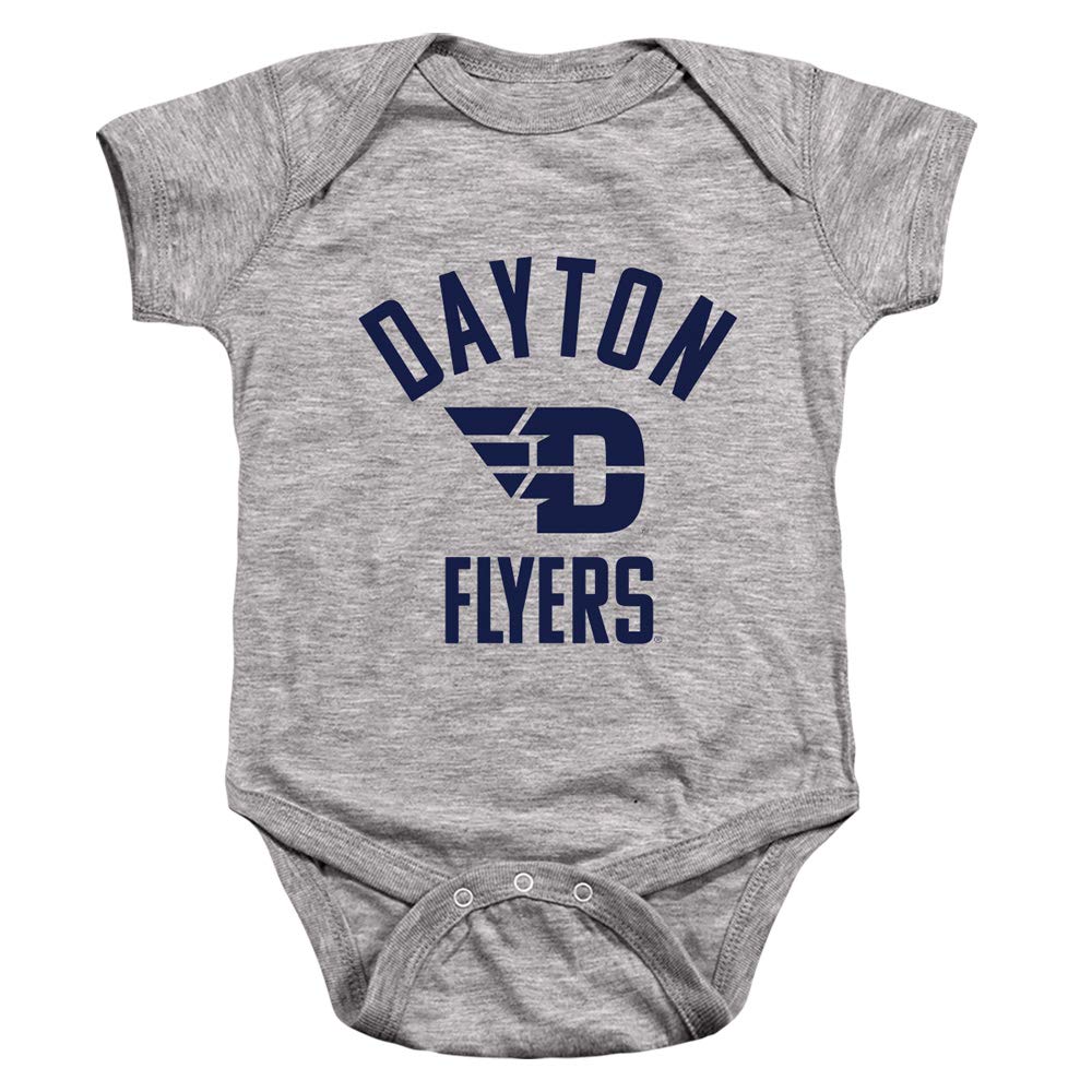 University of Dayton Official One Color Dayton Flyers Logo Unisex Infant Snap Suit for Baby, Athletic Heather, Small (6 Months)