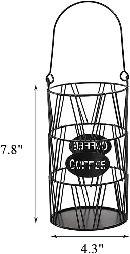 Miniatura 2 de ZENFUN Paquete de 2 soportes para tazas K, soporte de alambre de metal para cápsulas de café, cesta de almacenamiento de café con asa, contenedor de