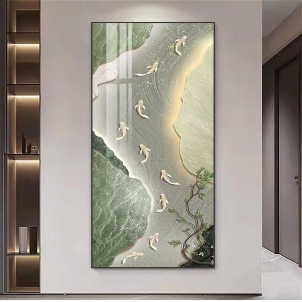YNBJIL Crystal Porcelain Painting Living Room Entrance Foyer Living Room Hanging Decorative Paintings(XX-Large)