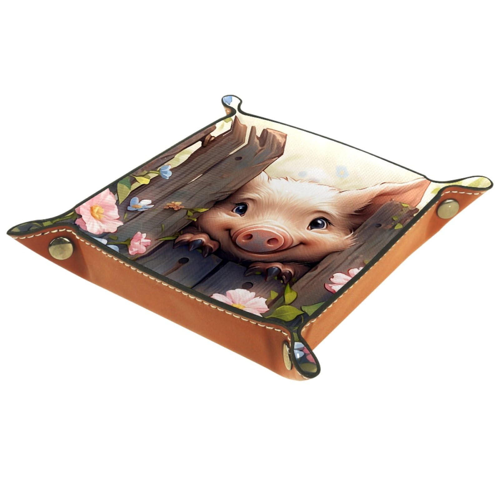 Pig Board Flower Portable Folding Dice Rolling Tray, Microfiber Leather Dice Holder for Dice Games Like RPG, DND and Other Table Games, 20.5 ร 20.5 cm โ image 1