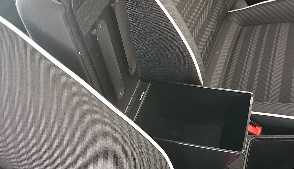 Bracciolo portaoggetti compatibile per Fiat 500E Elettrica in ecopelle nero e REGOLABILE IN LUNGHEZZA made in Italy