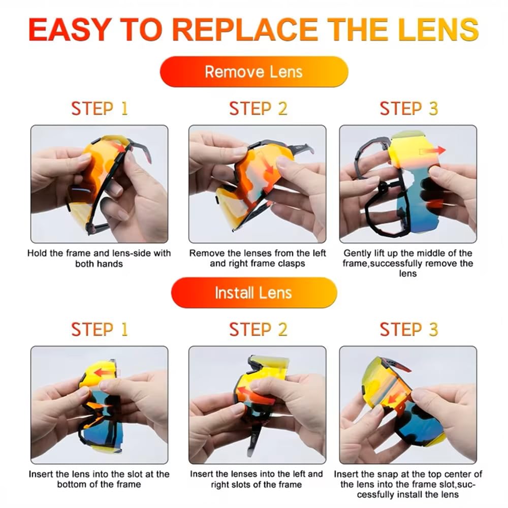 Lunettes De Cyclisme Photochromiques Lunettes De Soleil Polarisées pour Vélo Sports Cyclisme Running Driving Fishing Glasses