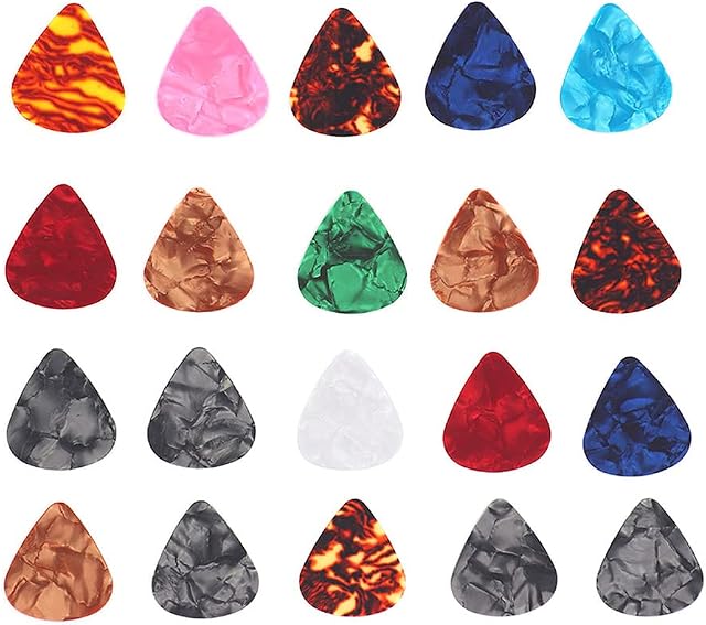 20 Sztuk Kolorowy Celuloidowy Kostka do Gitary, 0.46mm 0.7mm Wybiera Plektrony Instrumenty Muzyczne Akcesoria do Akustycznej Elektrycznej Gitary Basowej(Thickness 0.46mm)