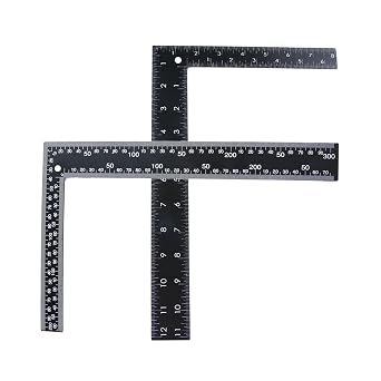 2PCS Metal L Square Ruler,90 Degree Right Angle Metric and Inches Ruler, 8 x 12inch Double Sided Ruler, Steel Tempered Measuring Tool for Carpenter Framing DIY Leather Handmade Sewing