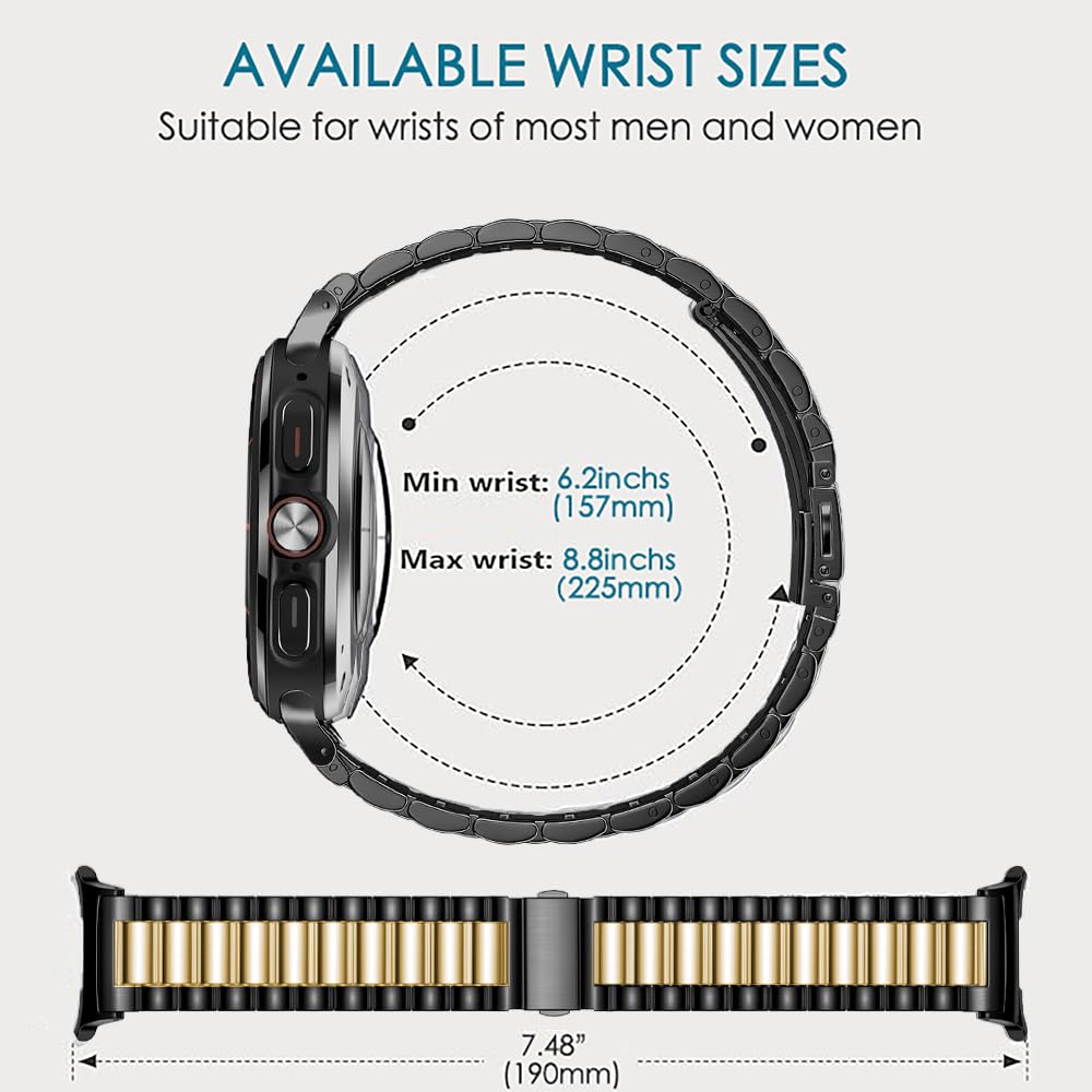 Correas de reloj compatibles con Samsung Galaxy Watch Ultra de 47 mm 2025/2024, correa de metal de acero inoxidable sólido sin huecos para Galaxy Watch Ultra 2 / Ultra de 47 mm, para mujeres y