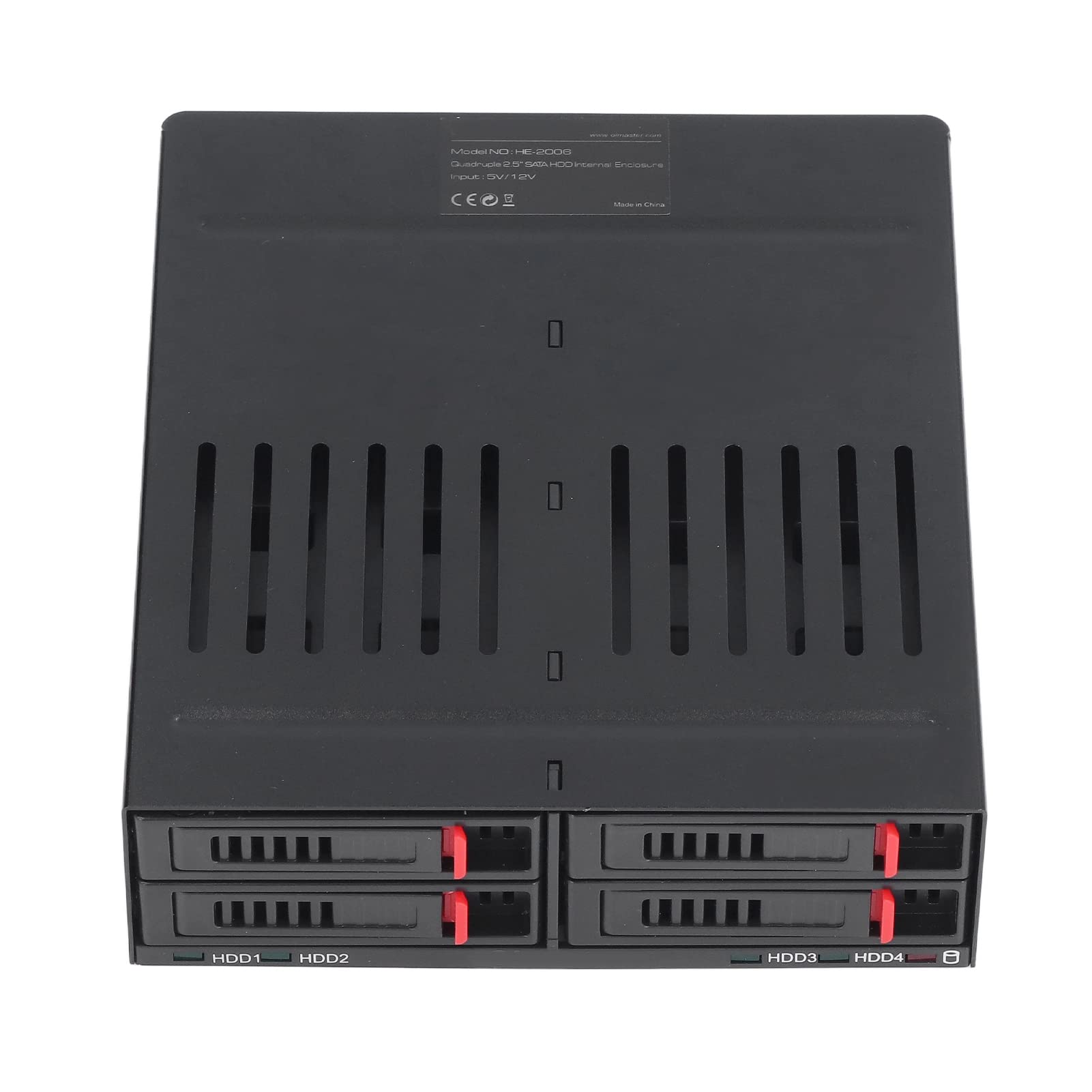 Produktbild von 4 Bay HDD Käfiggehäuse Für 5,25 Zoll Laufwerkschacht, 2,5 Zoll SATA E Rack Für 9,5 Mm Und 12,5 Mm Dicke Festplatten Und SSDs, Ideal Für IT Profis Und Datenspeicherlösungen