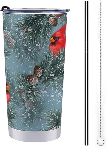 Miniatura 8 de MoBlinko Vaso de Navidad vintage con diseño de árboles rosados y blancos, vaso de viaje de 20 onzas, taza de agua aislada con tapa a prueba de