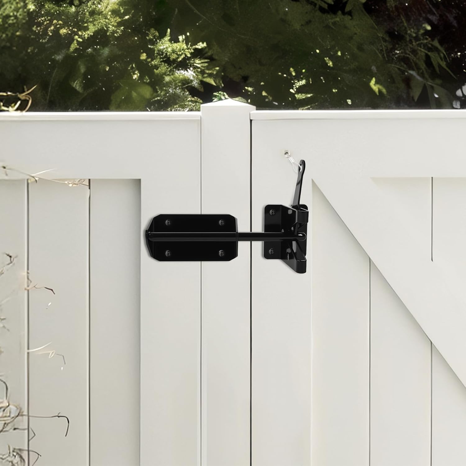 Self Locking Gate Latch,7-1/2" Heavy Duty Automatic Gravity Lever Door Security Latches Hardware for Wooden Fence Latch, Metal Gates, Vinyl Fence, Outdoor Garden, Fence Secure Garden Shed