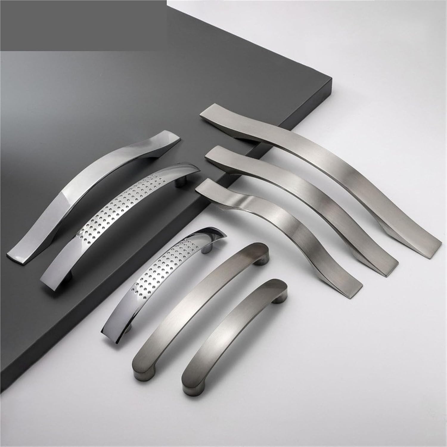 Aluminum Alloy Brushed Silver Cabinet Handles Kitchen Door Handles Drawer Knobs Wardrobe Furniture Pulls 1Pcs(Handle-3017-160mm)