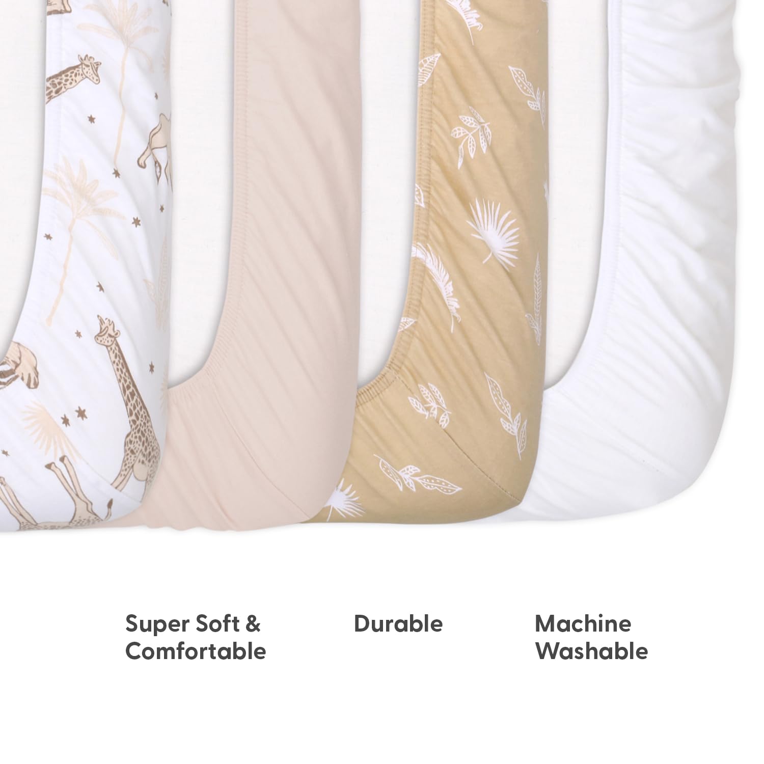 The Peanutshell Sábanas orgánicas para Cuna para niños o niñas, Transpirables, supersuaves, 100% algodón Jersey, decoración de guardería de Safari, Ropa de Cama de bebé de género Neutro, Juego de 4