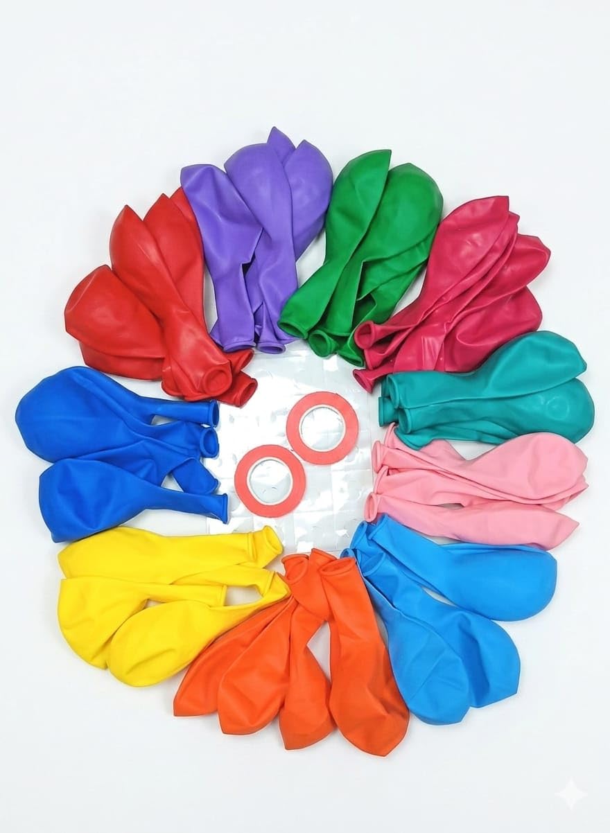 Rainbow Balloons Pack of 50 12 Inch | Assorted Color Multicolour Balloons, Thick Latex Helium Balloon for Kids Birthday, Baby Shower, Party Decorations, Weddings, School & Event Decor