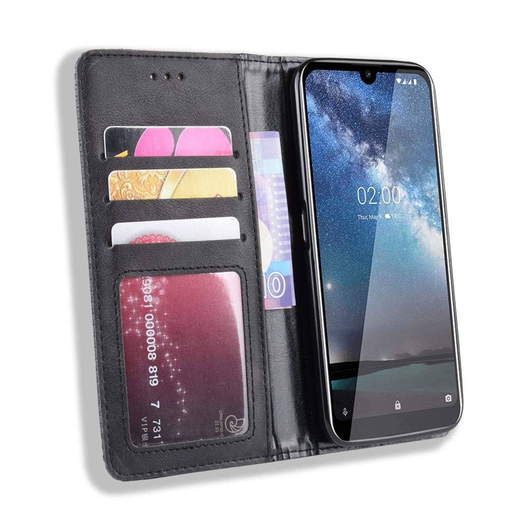 Coque Pour Nokia 2.2, Retro Design PU Etui Téléphone