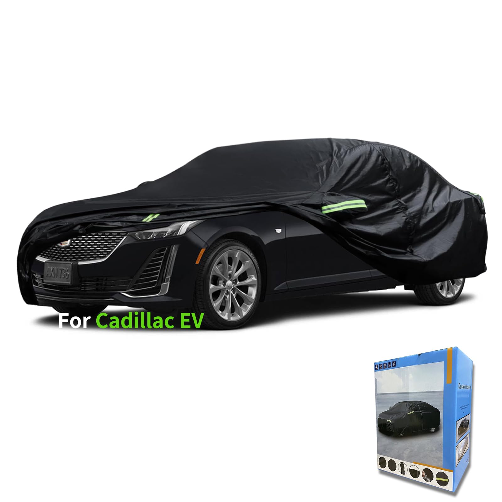 Custom-Fit for Cadillac Car Cover, Automobiles All Weather Waterproof, Car Cover All Weather Snowproof UV Protection Windproof Outdoor Full car Cover (for Cadillac EV)