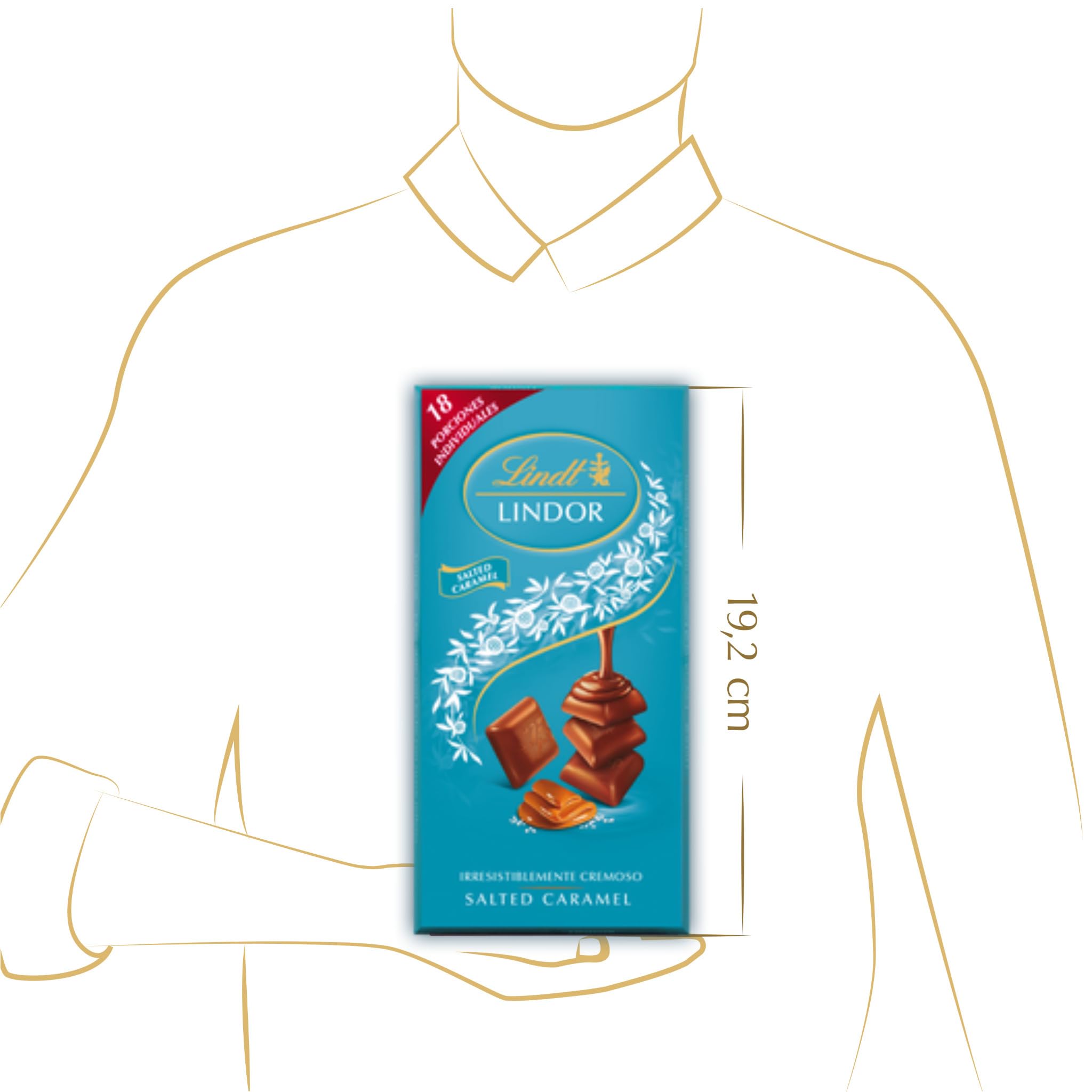 Lindt Chocolate LINDOR SINGLES Chocolate con leche y caramelo salado, tableta de chocolate leche, cremoso, con interior de chocolate con leche