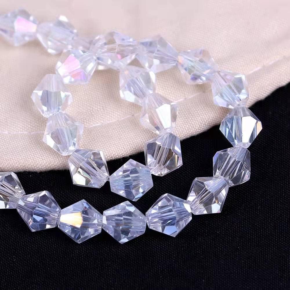 1700pcs Bicone Crystal Beads 2mm 3mm 4mm 5mm 6mm Crystal Glass Bulk Faceted Beads for Necklace Bracelet Earrings DIY Jewelry Crafts Making Supplies(Clear AB) - Image 4