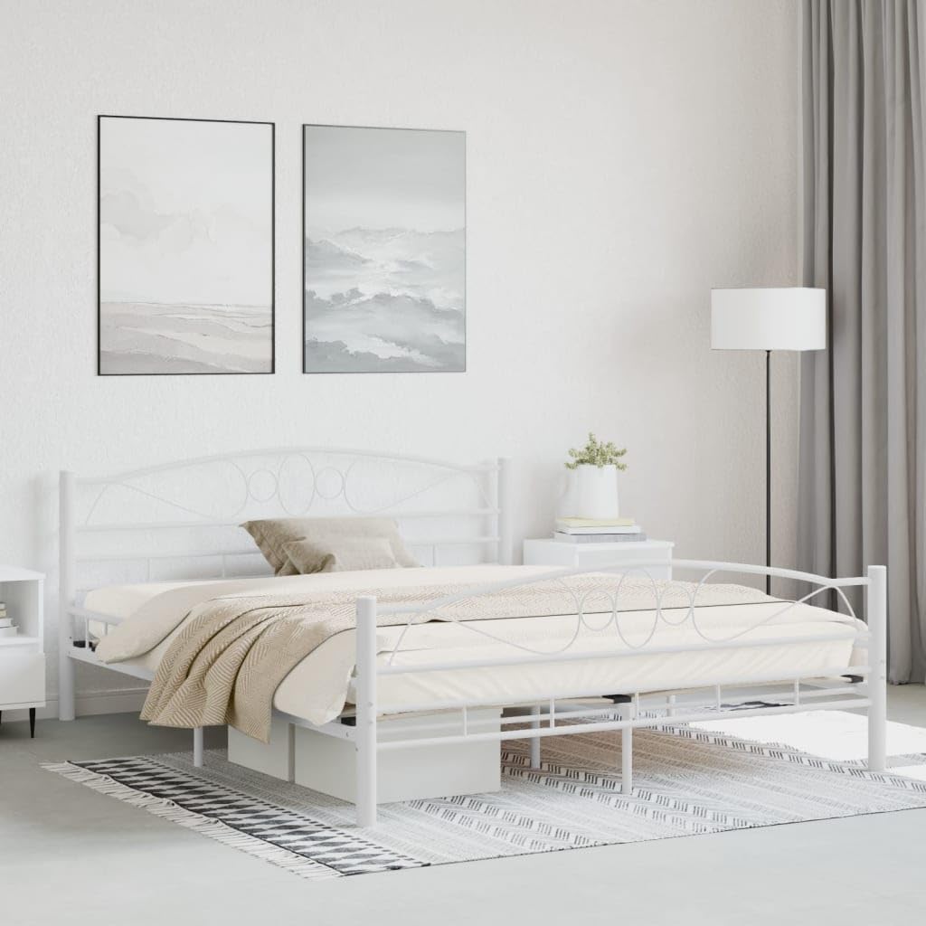 Giroletto In Metallo VidaXL 160x200 Cm - Letto Doppio Nero Con Rete A Doghe