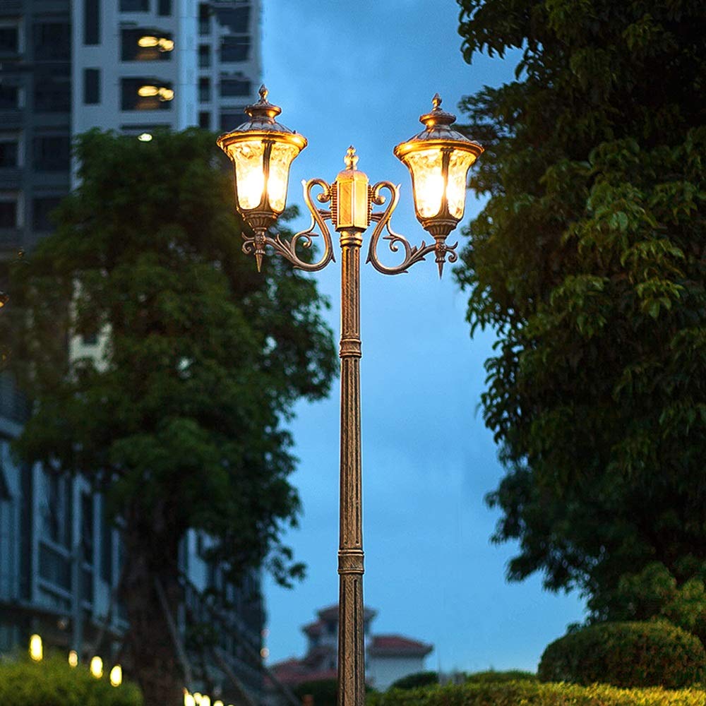 Lampadaire vintage d'extérieur et poteau à 2 têtes IP55 étanche à l'eau Lanterne pilier LED Street Light Walkway Paysage Patio éclairage de table terrasse patio
