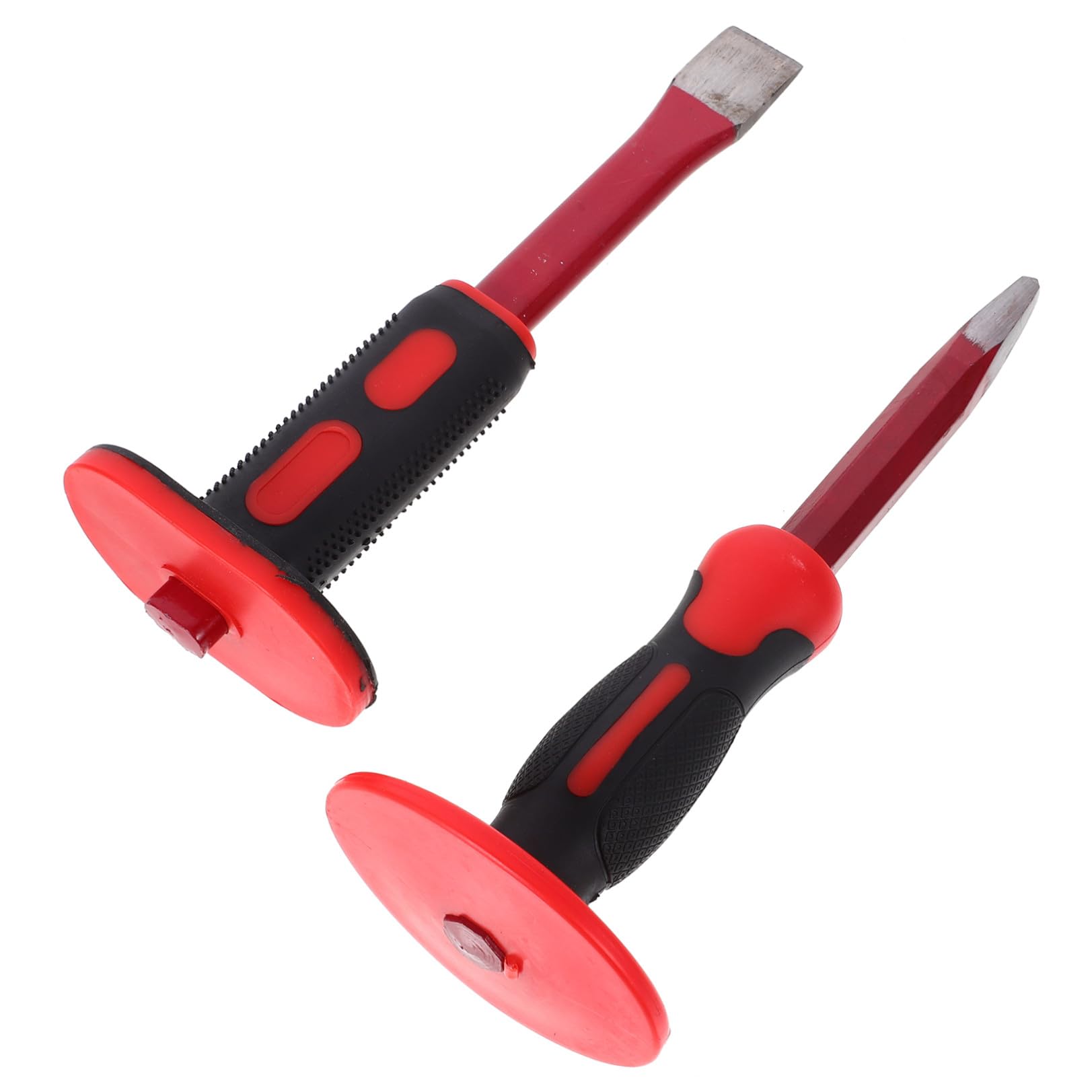 ULTECHNOVO Set di Scalpelli per Muratura 2 Pezzi Impugnatura Confortevole in Acciaio Cromo-vanadio Rosso, Scalpello Pesante per Demolizione e Intaglio in Metallo e Cemento