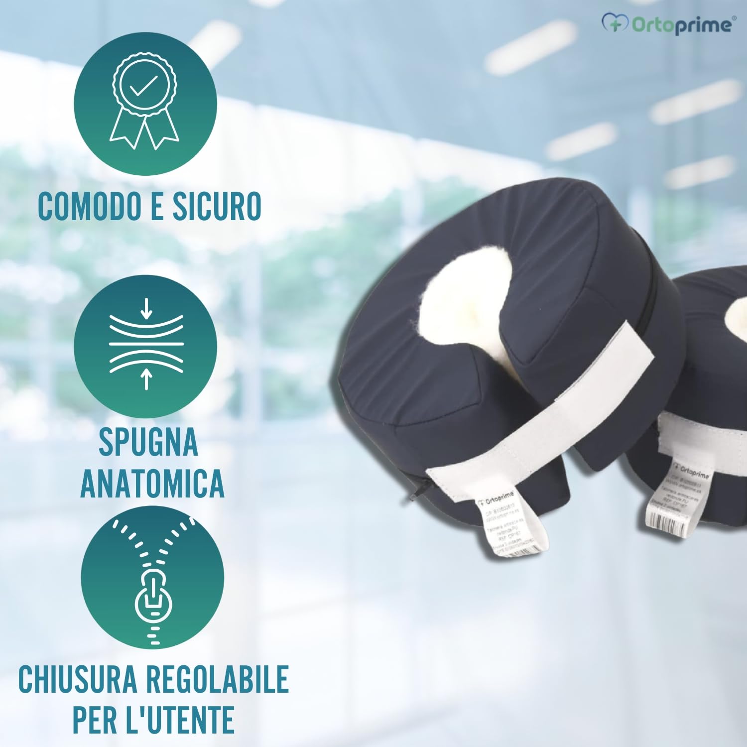 OrtoPrime 2 Talloniere Antidecubito da Letto - Protezione per Tallone - Cuscini Antidecubito - Talloniera Antidecubito Rotonda Regolabile - Talloniere Antidecubito per Anziani e Disabili