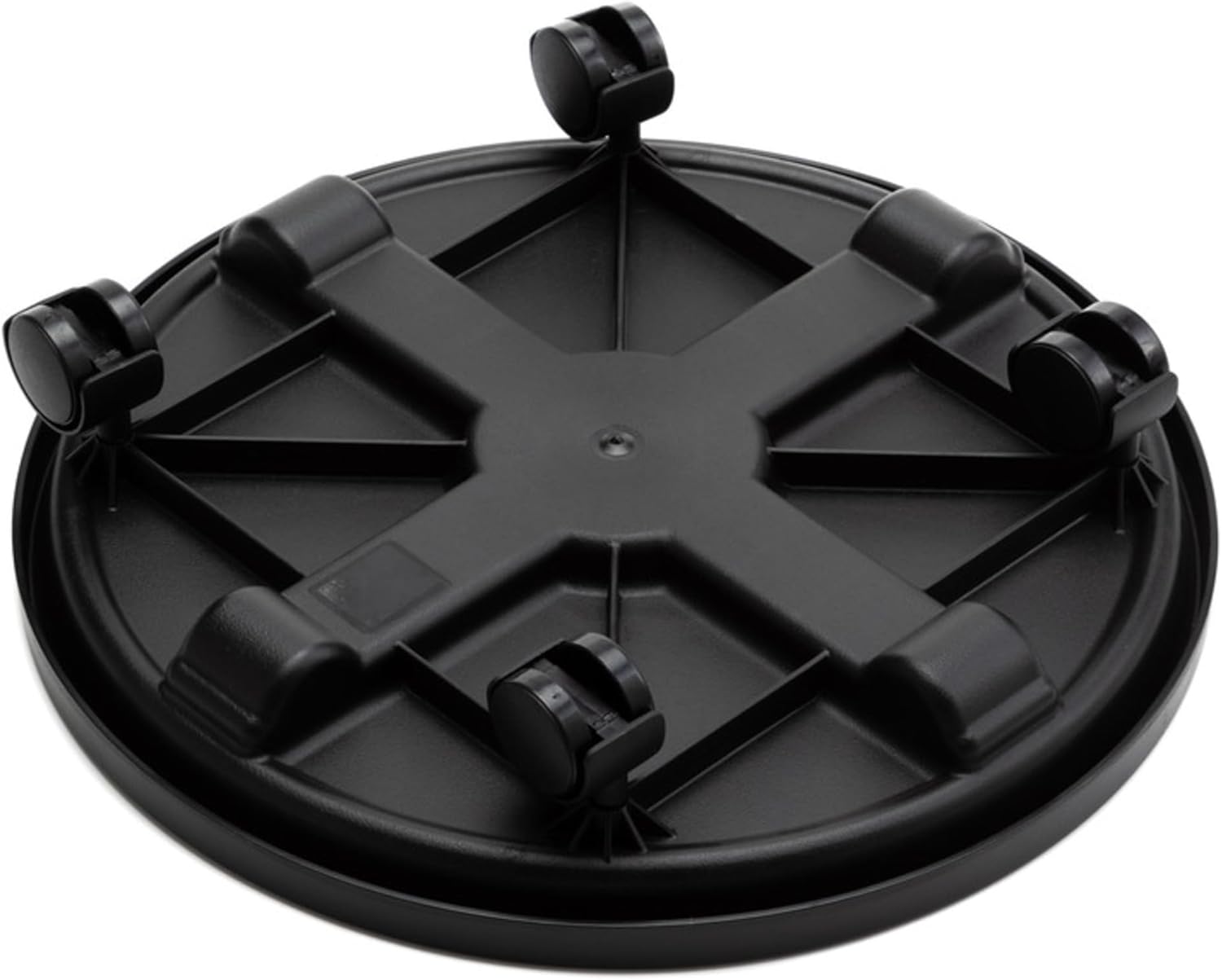 Bloem 16" Black Round Planter Pot Caddy with Wheels, 150lb Capacity