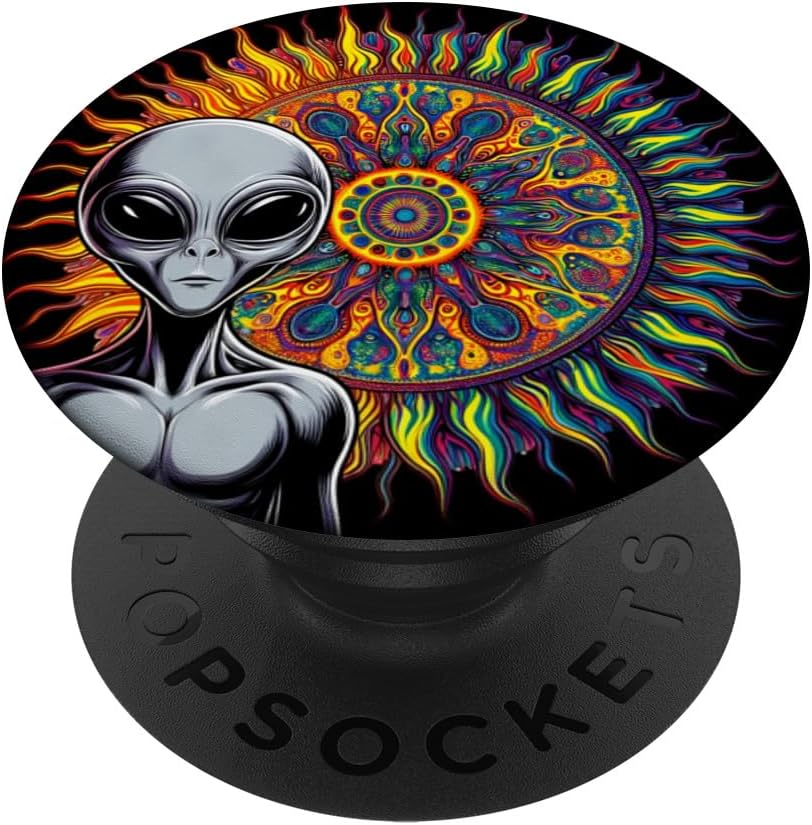 Cosmic Encounter Alien Tee - Psychedelic UFO Art PopSockets Swappable PopGrip