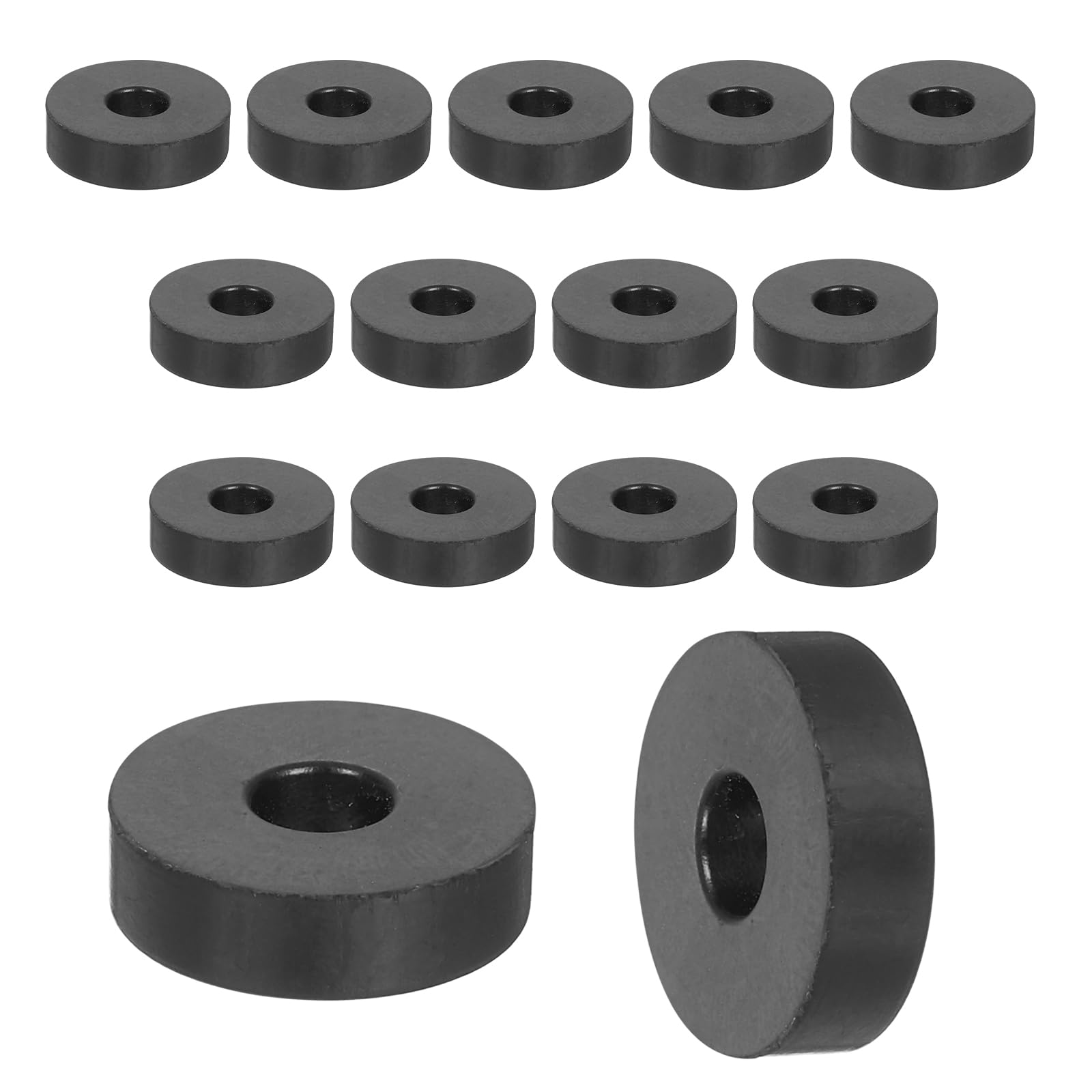 sourcing map 15Pcs Rubber Spacers, 25mm OD, 8mm ID, 7mm Thick Black Round Anti Vibration Rubber Pads Isolation Bushings Washer for Home Cars Boat(0.98"OD x 0.31" ID x 0.28" Thick)