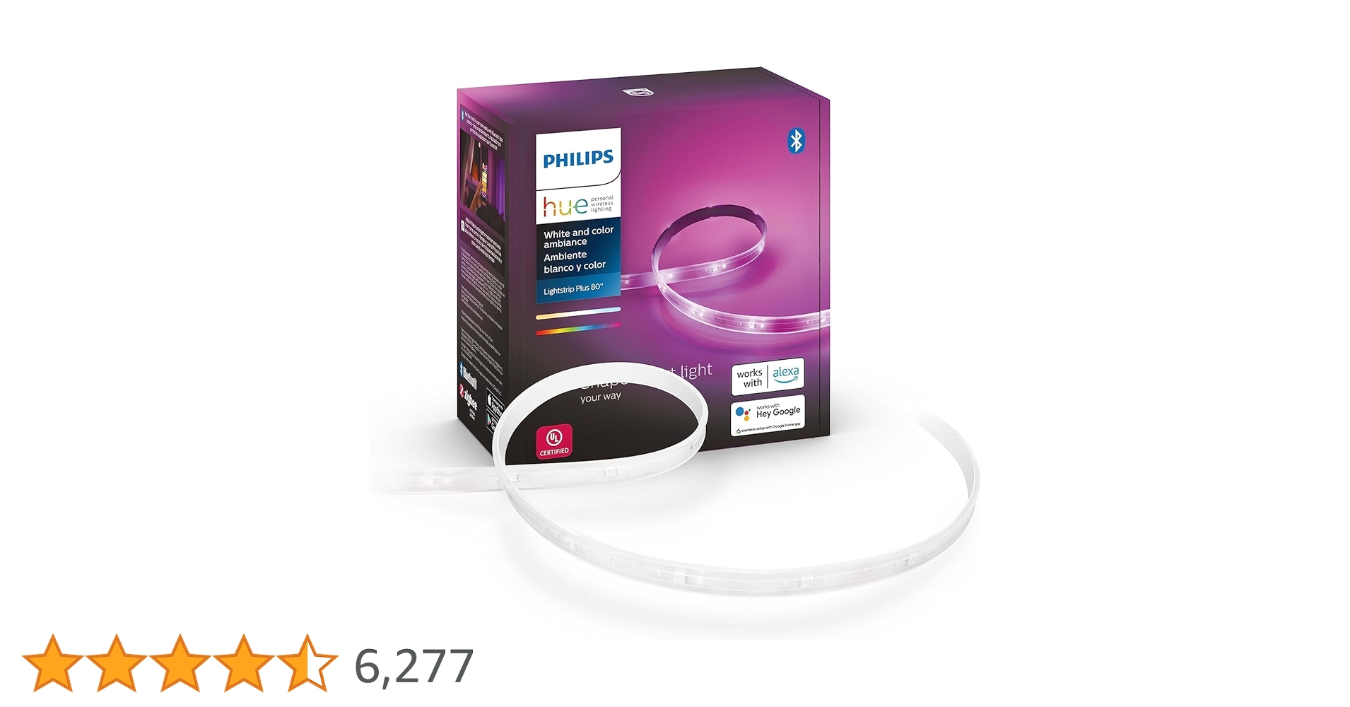 Philips Hue Indoor 6-Foot Smart LED Light Strip Plus Base