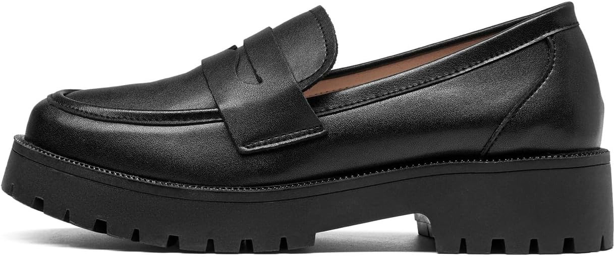 U-lite Women's Classic Simple Mid Heel Oxfords Penny Loafers Comfortable Slip On Dress Shoes - Image 2