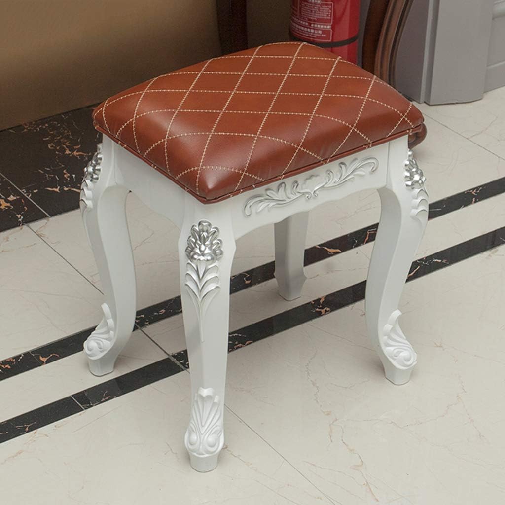 Vanity Benches Vintage Dressing Table Stool Padded Bench Chair Makeup Seat Baroque Piano Chair with ABS Plastic Steel Legs for Bedroom