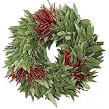 McFadden Farm Fresh Bay Leaf Wreath with Three Sets of Chilies