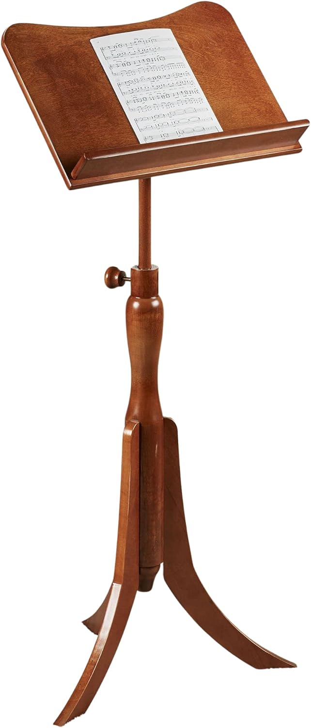 Touch of Class Parke Music Sheet Stand - Wooden - Regal Walnut - Adjustable - Wood Station for Conductors - Library Lectern for Atlas, Dictionary - Auditorium, Meeting Room, Classroom for Speeches