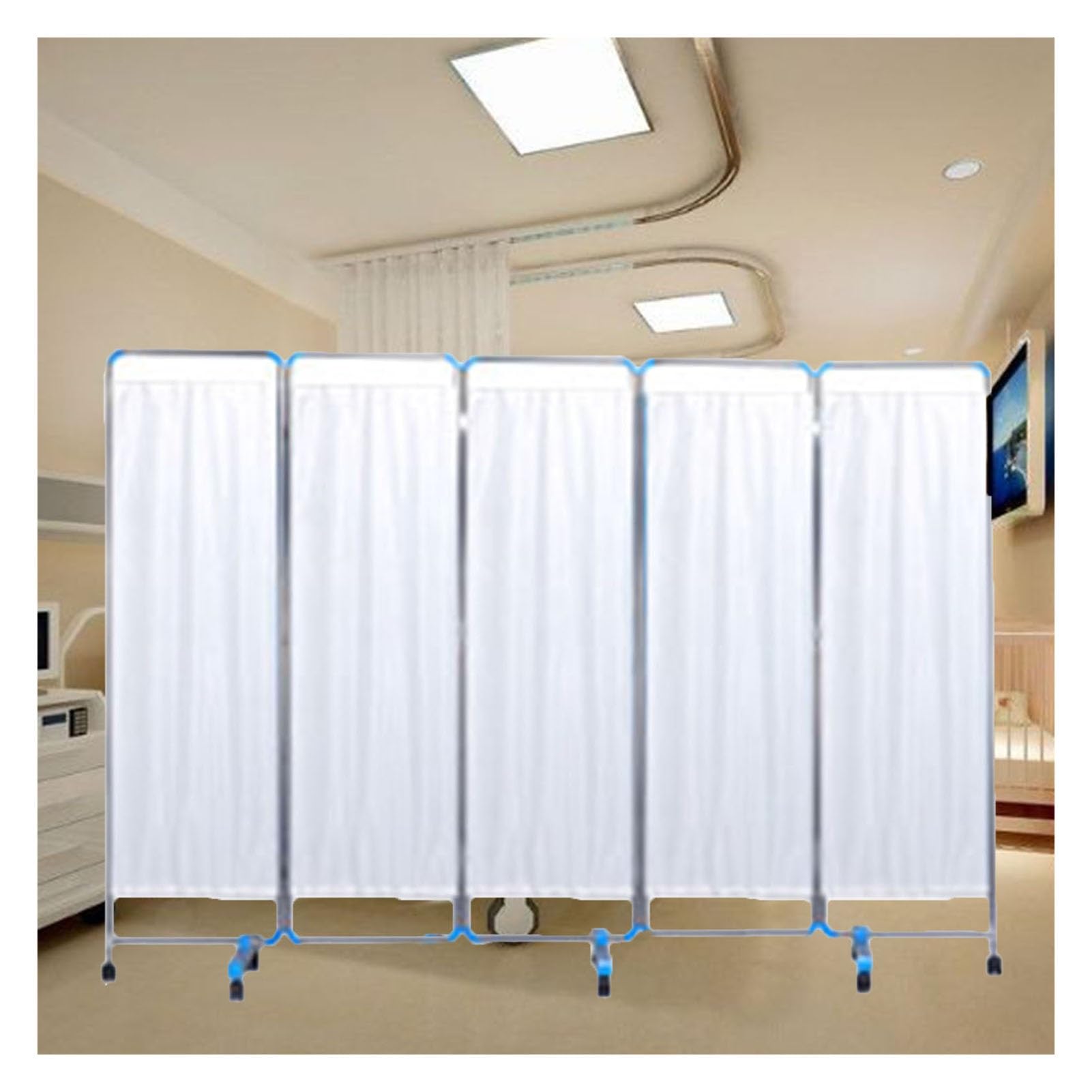 Paravent médical mobile pliable à 5 panneaux pour cabinets 180x50cm