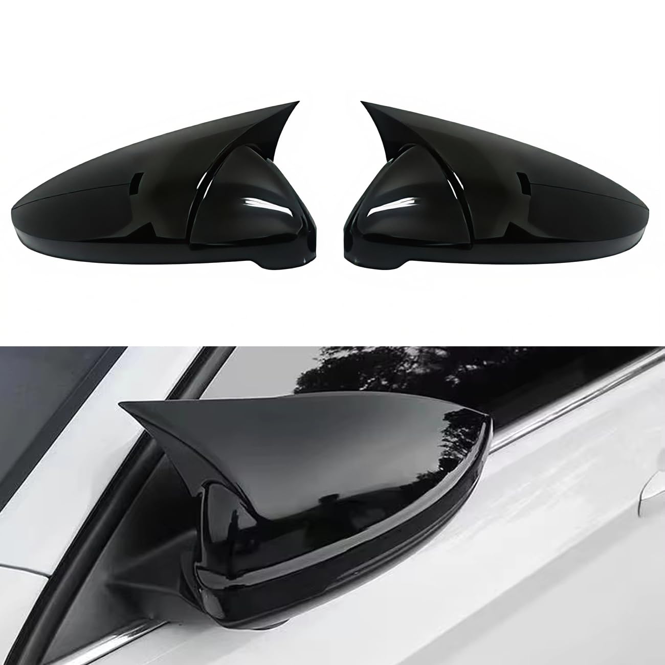 OFIXEM 2x Calotte Specchietto Nero Piano Lucido - Ricambio Copertura Esterna per VW Golf 7 MK7 / 7.5 (GTI R GTD GTE) 2013-2020
