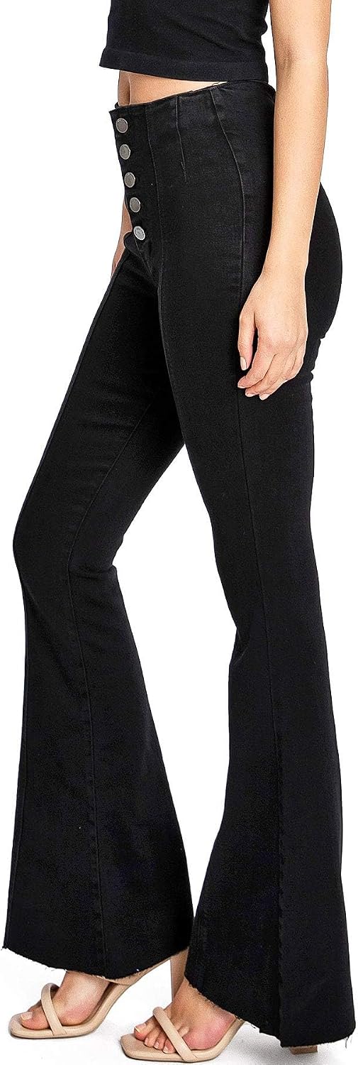 High Rise Flares in Carbon by Black Label by C'est Toi