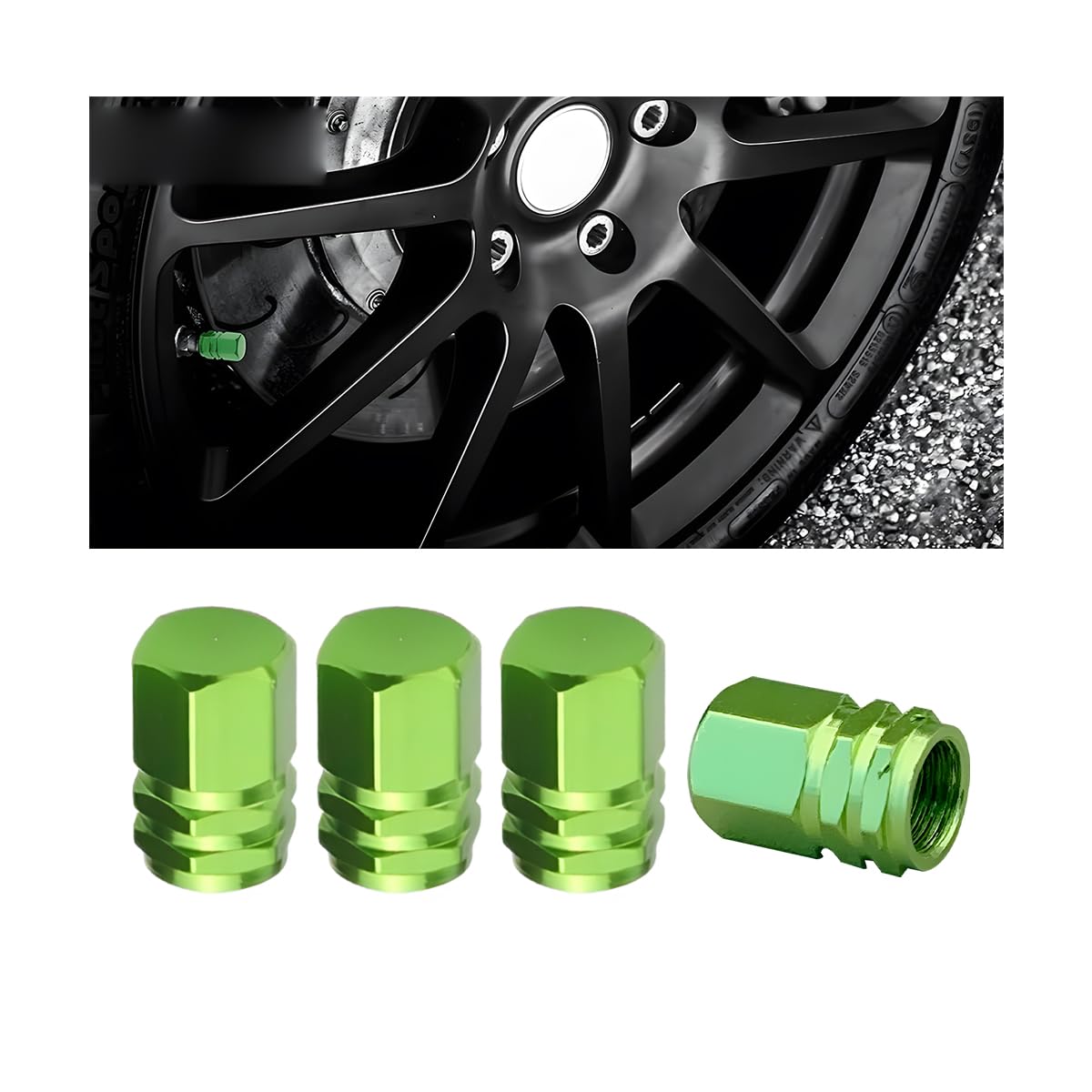 Osilly 4PCS Aluminum Tire Valve Stem Caps, Light Green