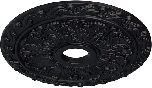 Vista 169 de Ekena Millwork CM19SP Medallón de techo de hojas de resorte, 19 7/8 "OD x 3 5/8" ID x 1 1/4 "P, imprimado en fábrica Imprimación de fábrica.