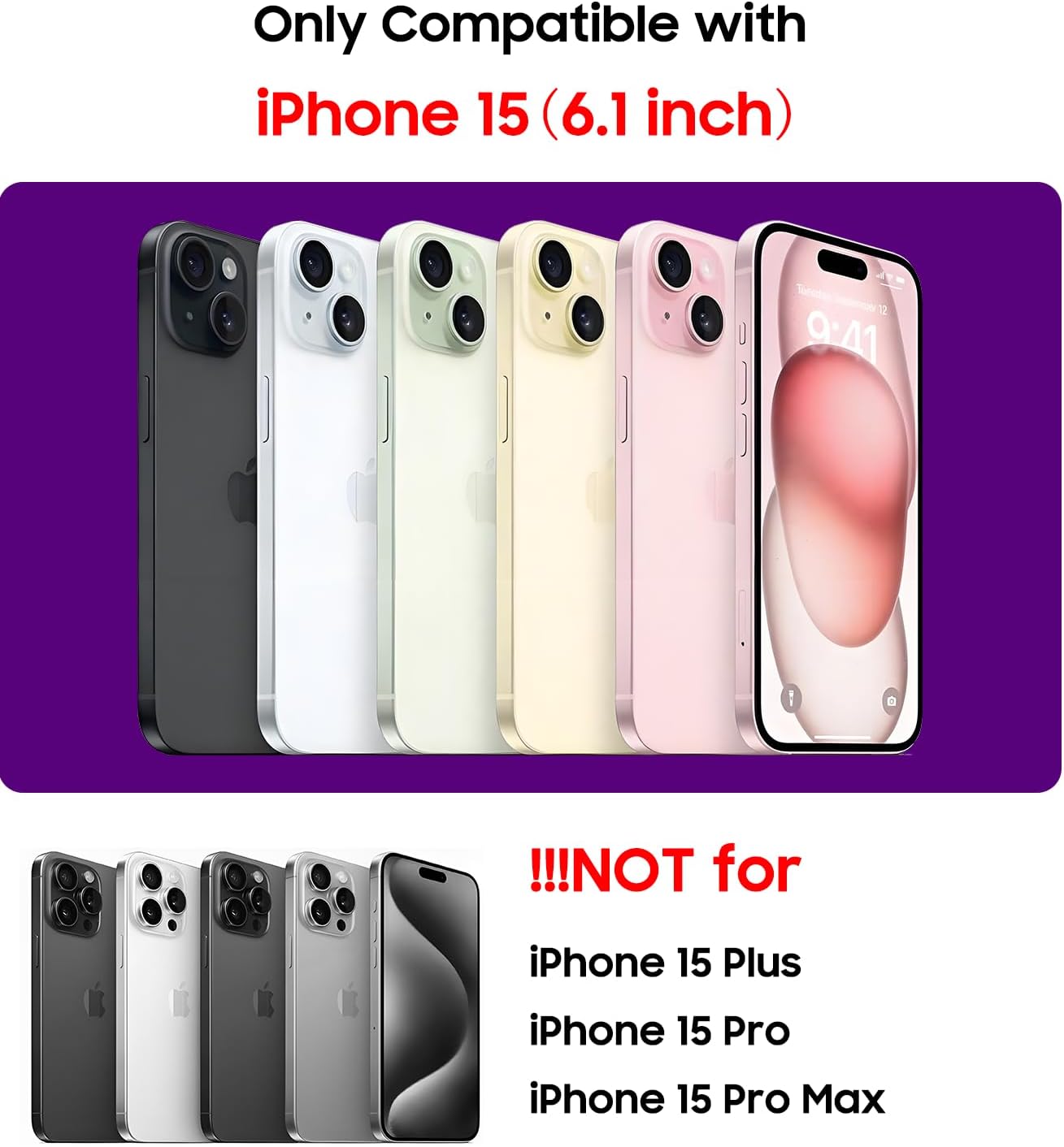 Magnetic for iPhone 15 Case [Compatible with MagSafe][Built-in Camera Lens Protector] Slim Soft Silicone Bumper Shockproof Metallic Shine Phone Case (Purple) - Image 7